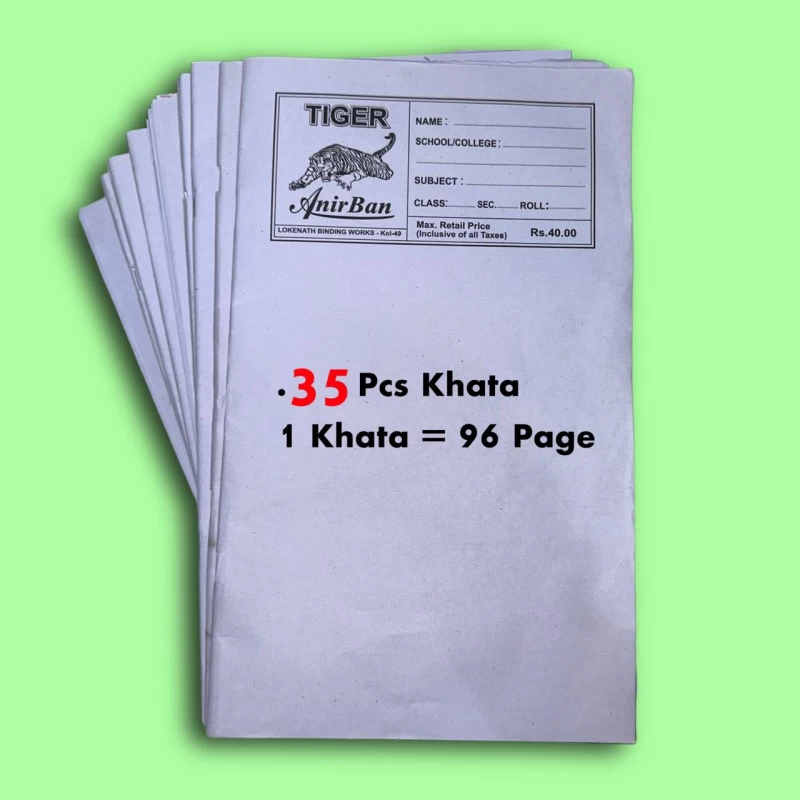 Long Exercise Book / Dista Khata - 96 Pages, White Page - Bulk Pack of 35 - 19x32cm Size for Students